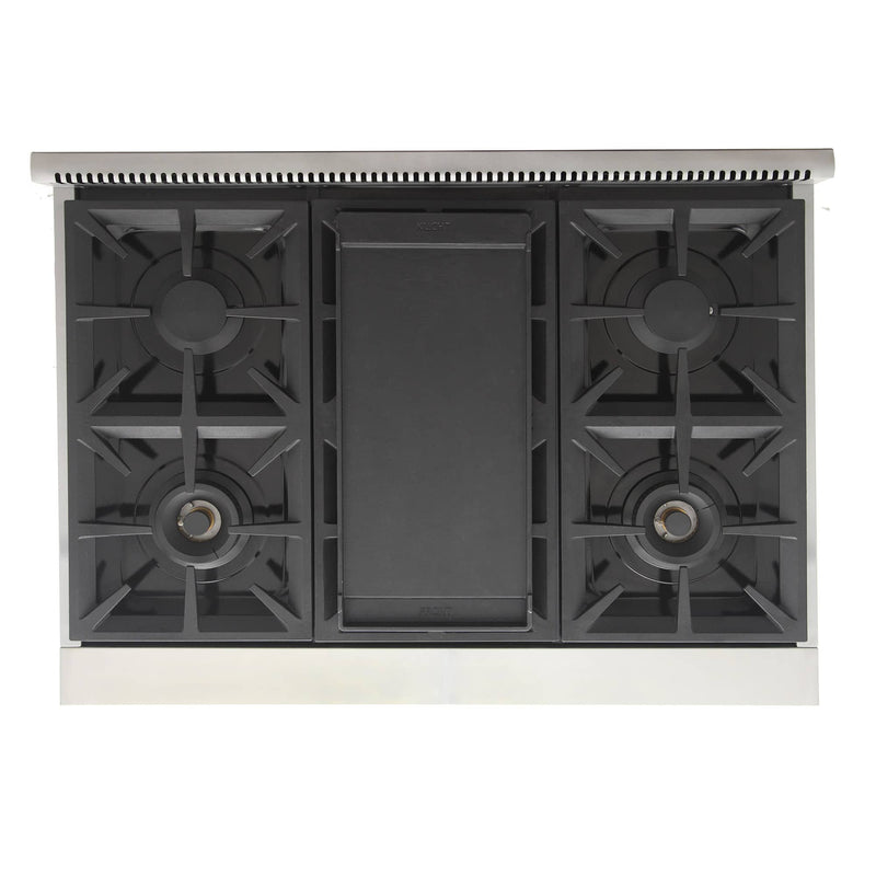 Kucht 5-Piece Appliance Package - 36-Inch Propane Gas Range, Refrigerator, Under Cabinet Hood, Dishwasher, & Microwave Drawer in Stainless Steel (APK5-KFX360/LP-S-20A-MWD)