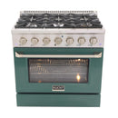 Kucht 36-Inch Propane Gas Range with Sealed Burners & 5.2 Cu. Ft. Convection Oven in Green (KNG361/LP-G)