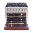 Kucht 36-Inch Propane Gas Range with Sealed Burners & 5.2 Cu. Ft. Convection Oven in Red (KNG361/LP-R)