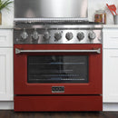Kucht 36-Inch Propane Gas Range with Sealed Burners & 5.2 Cu. Ft. Convection Oven in Red (KNG361/LP-R)