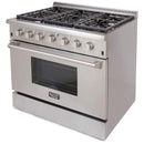 Kucht 36-Inch Propane Gas Range with Sealed Burners & 5.2 Cu. Ft. Convection Oven in Stainless Steel (KRG3618U/LP-S)