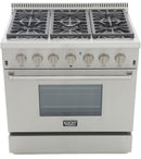Kucht 36-Inch Propane Gas Range with Sealed Burners & 5.2 Cu. Ft. Convection Oven in Stainless Steel (KRG3618U/LP-S)