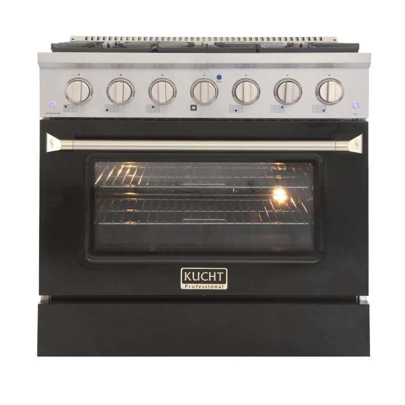 Kucht 36-Inch Propane Range with Sealed Burners & 5.2 Cu. Ft. Convection Oven in Black (KNG361/LP-K)