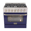 Kucht 36-Inch Propane Gas Range with Sealed Burners & 5.2 Cu. Ft. Convection Oven in Blue (KNG361/LP-B)