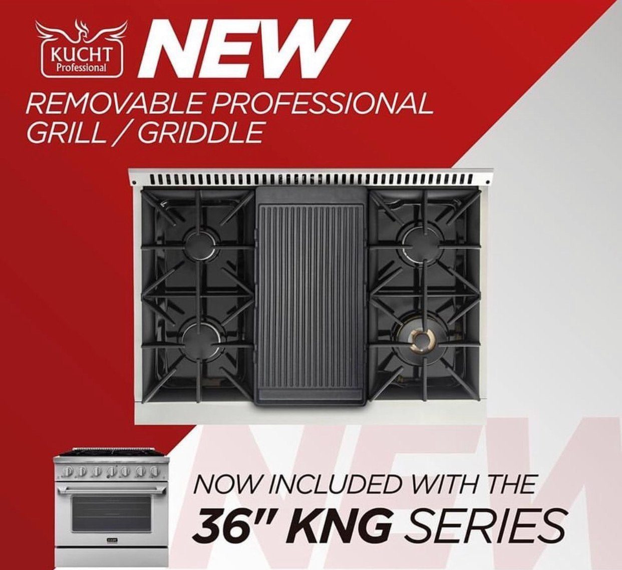 Kucht removable professional grill/griddle promotional graphic with 36" king series note
