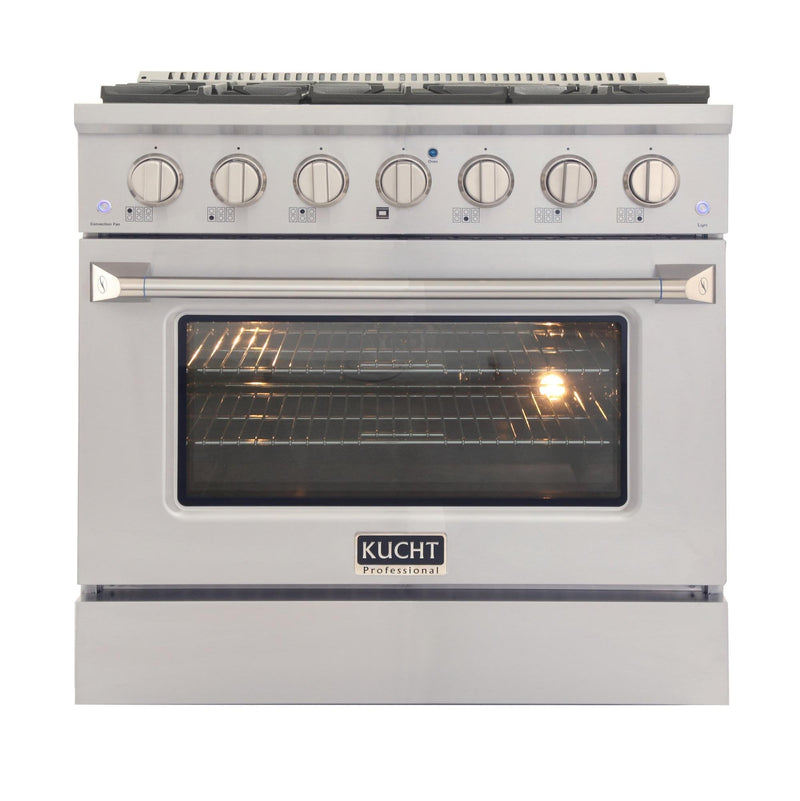 Kucht 36-Inch Propane Gas Range with Sealed Burners & 5.2 Cu. Ft. Convection Oven in Stainless Steel (KNG361/LP-S)