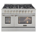 Kucht 4-Piece Appliance Package - 48-Inch Natural Gas Range with 6.7 Cu. Ft. Oven, 36-Inch Refrigerator, Dishwasher & Under Cabinet Range Hood in Stainless Steel