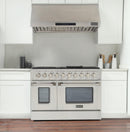 Kucht 5-Piece Appliance Package - 48-Inch Natural Gas Range with 6.7 Cu. Ft. Oven, 36-Inch Refrigerator with Water Dispenser, Dishwasher, Wall Mount Range Hood, & Microwave Wall Oven in Stainless Steel