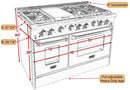 Kucht 48-Inch Propane Gas Range Range with Sealed Burners, 6.7 Cu. Ft. Oven, & Griddle in Stainless Steel (KRG4804U/LP-S)