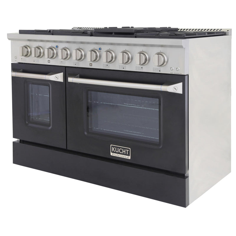 Kucht 48-Inch Propane Gas Range with 6.7 Cu. Ft. Oven & Grill/Griddle in Black (KNG481/LP-K)