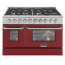 Kucht 48-Inch Propane Gas Range with 6.7 Cu. Ft. Oven, & Grill/Griddle in Red (KNG481/LP-R)