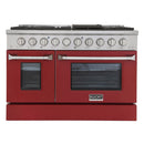 Kucht 48-Inch Propane Gas Range with 6.7 Cu. Ft. Oven, & Grill/Griddle in Red (KNG481/LP-R)