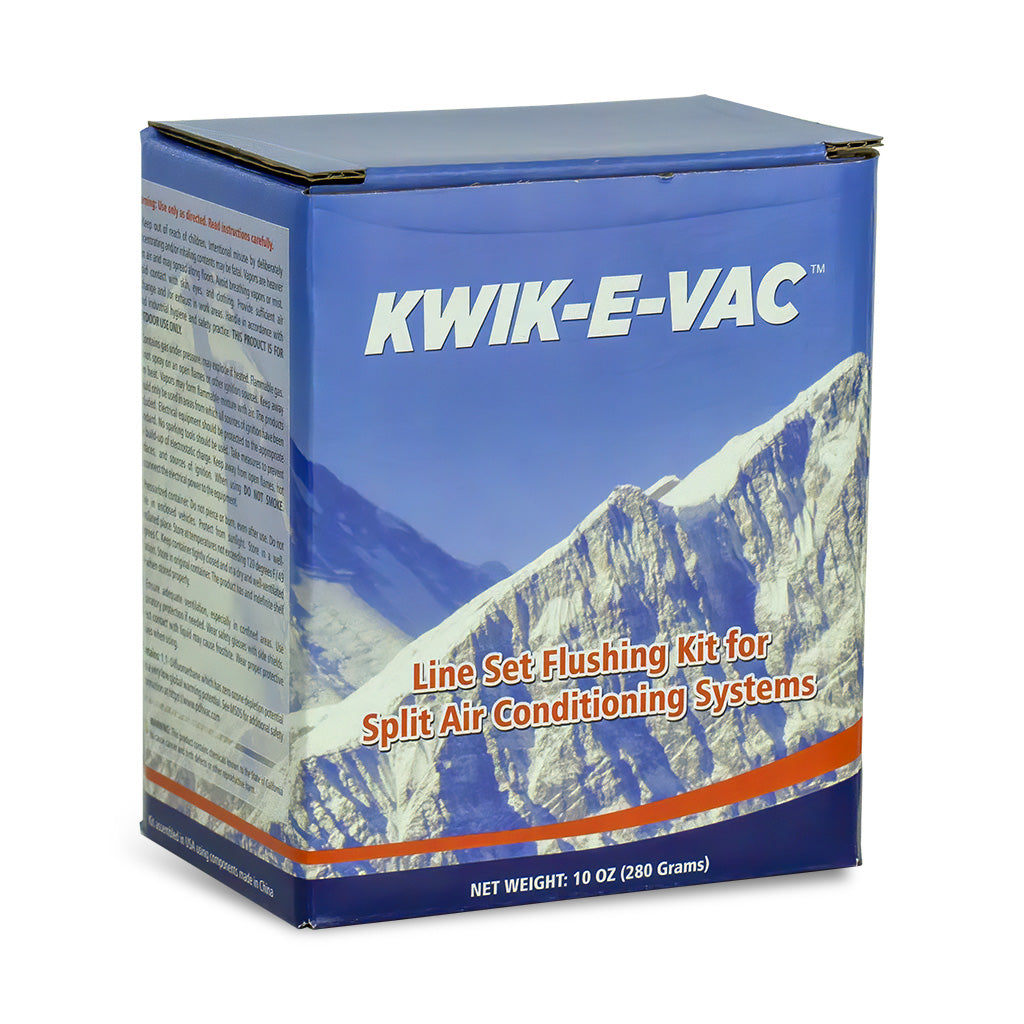 Kwik-E-Vac line set flushing kit box for split air conditioning systems