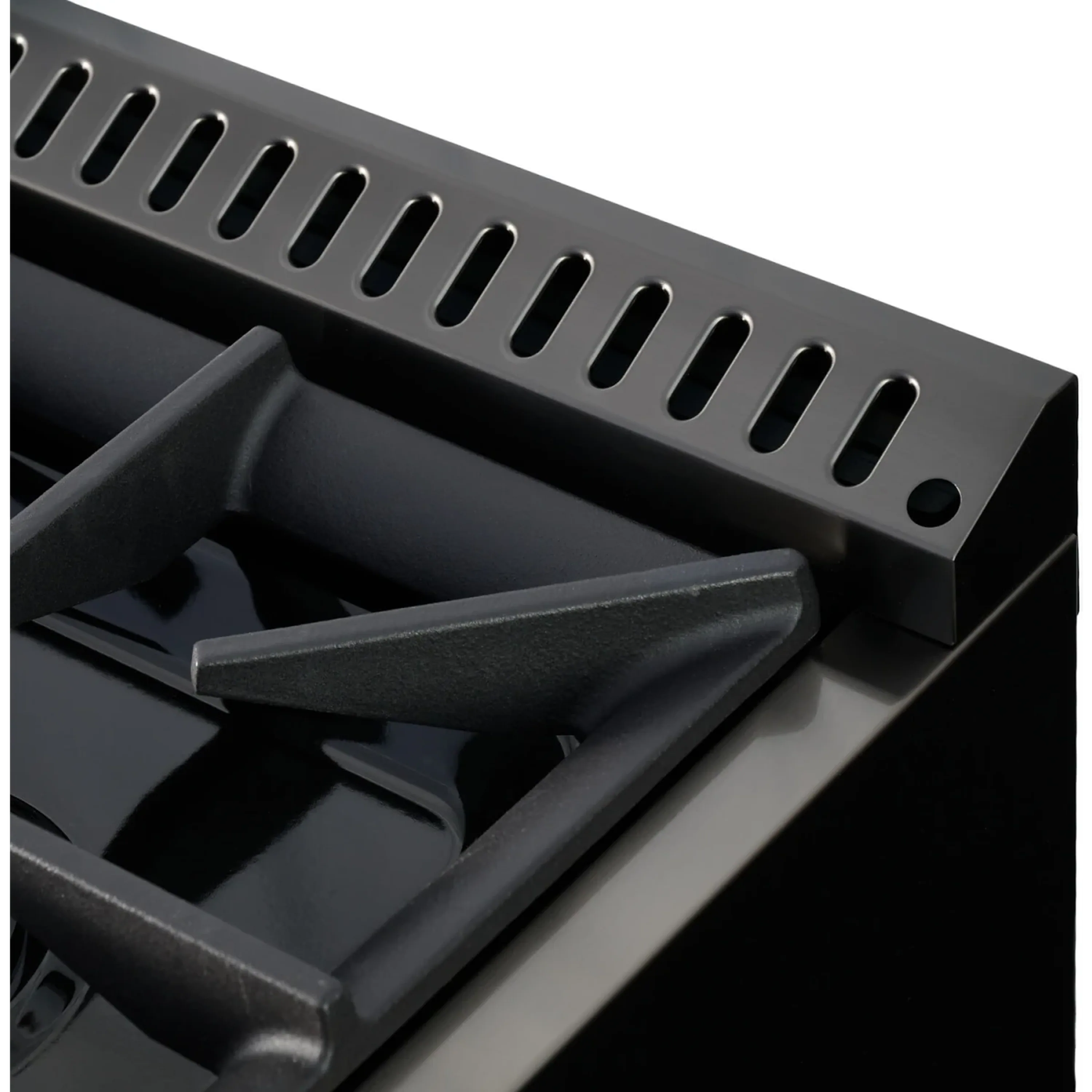 Gas dual-fuel range burner grate support and black cast iron pot rest