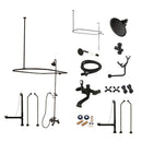 Kingston Brass Vintage Tub Wall Mount Clawfoot Tub Faucet Package with Shower Enclosure and Hand Shower, Matte Black (CCK1180AX)