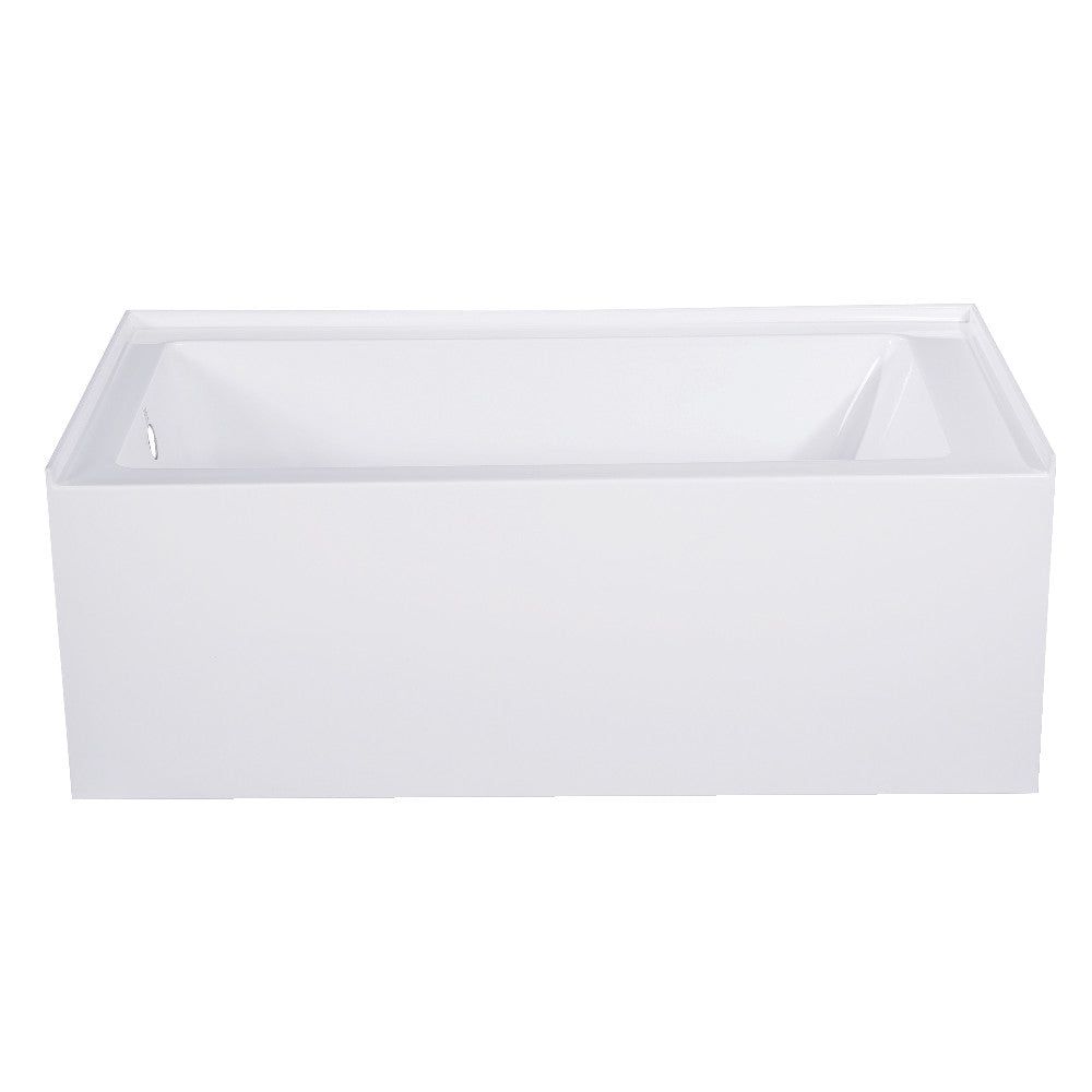 Glossy white rectangular 3-wall alcove acrylic bathtub with left-hand drain.
