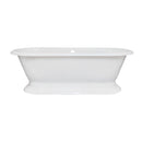 Kingston Brass Aqua Eden 72" Cast Iron Oval Double Ended Pedestal Tub (No Faucet Drillings), White (VCTND723224)