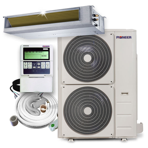 Pioneer 48,000 BTU, 15.1 SEER2, Ceiling Concealed Ducted Mini-Split Inverter+ Air Conditioner & Heat Pump System Full Set, 230V (RYB048GMFILDBD)