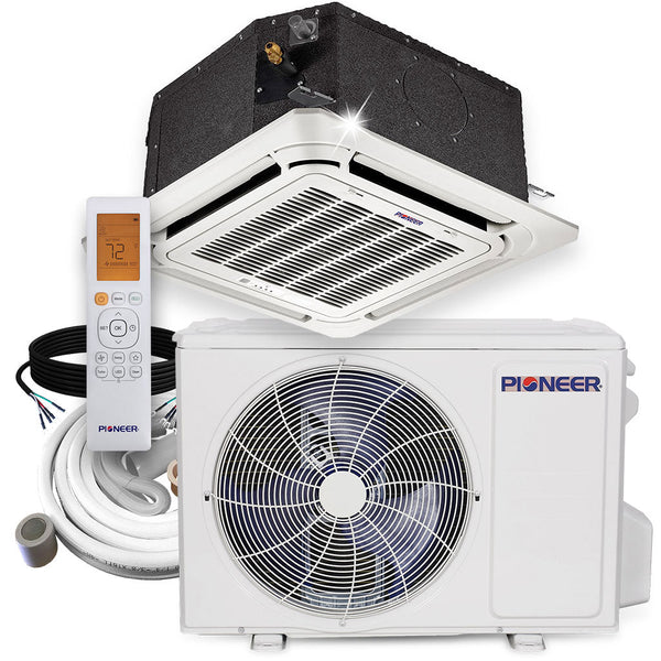 Pioneer 9,000 BTU 8-Way Compact Cassette Mini Split Air Conditioner and Heat Pump - 20 SEER2, 230V (CYB009GMFILCAD)