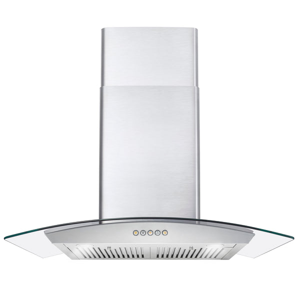 Cosmo 30-Inch 380 CFM Ducted Wall Mount Range Hood in Stainless Steel with Tempered Glass (COS-668A750)