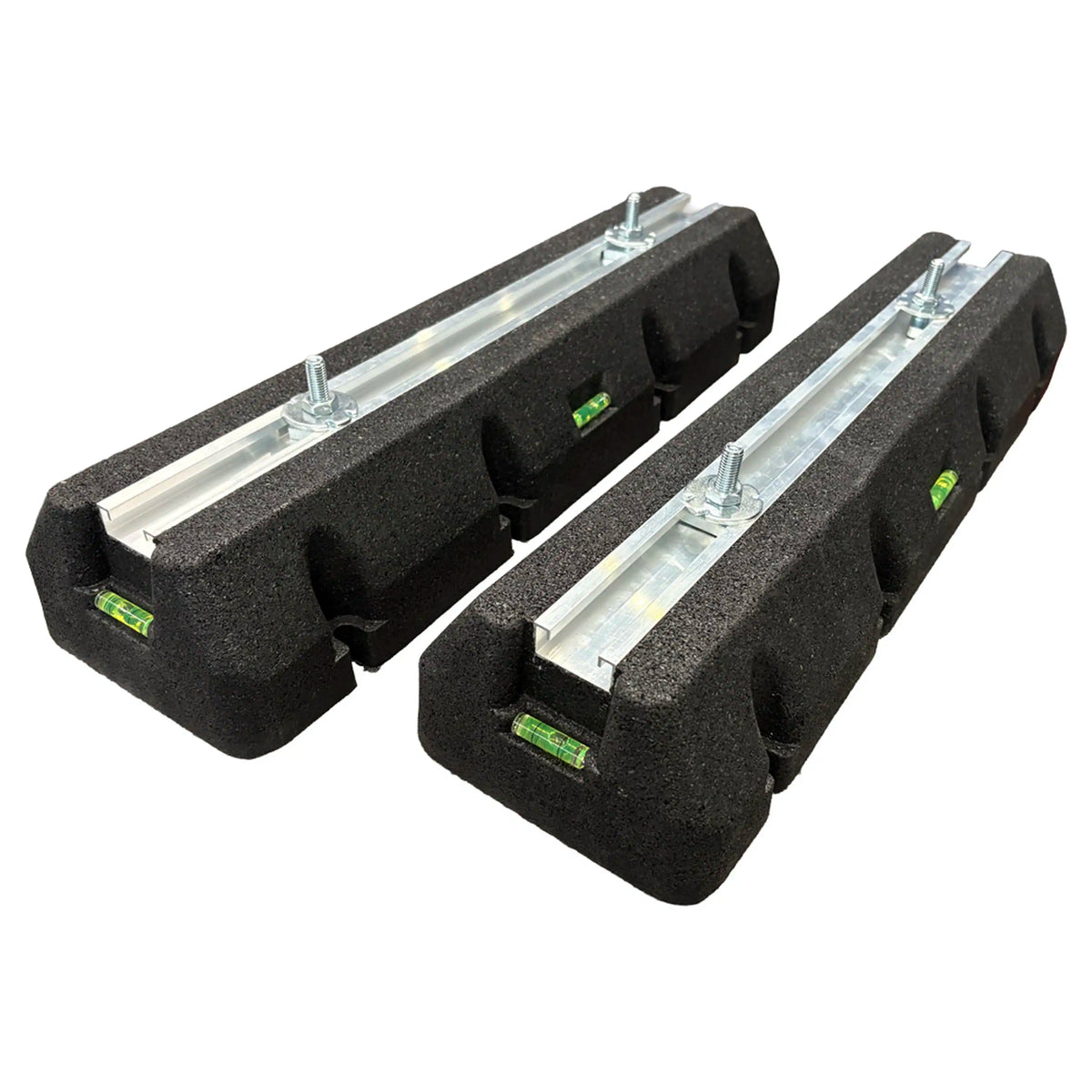 Black rubber condenser riser pads with metal rails, set of two