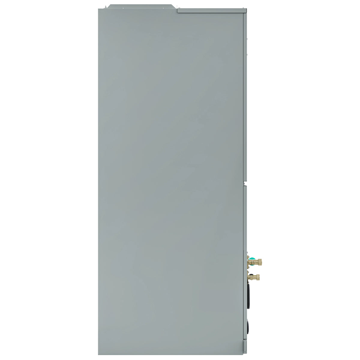 MRCOOL ducted air handler heat pump, gray cabinet with exposed side fittings