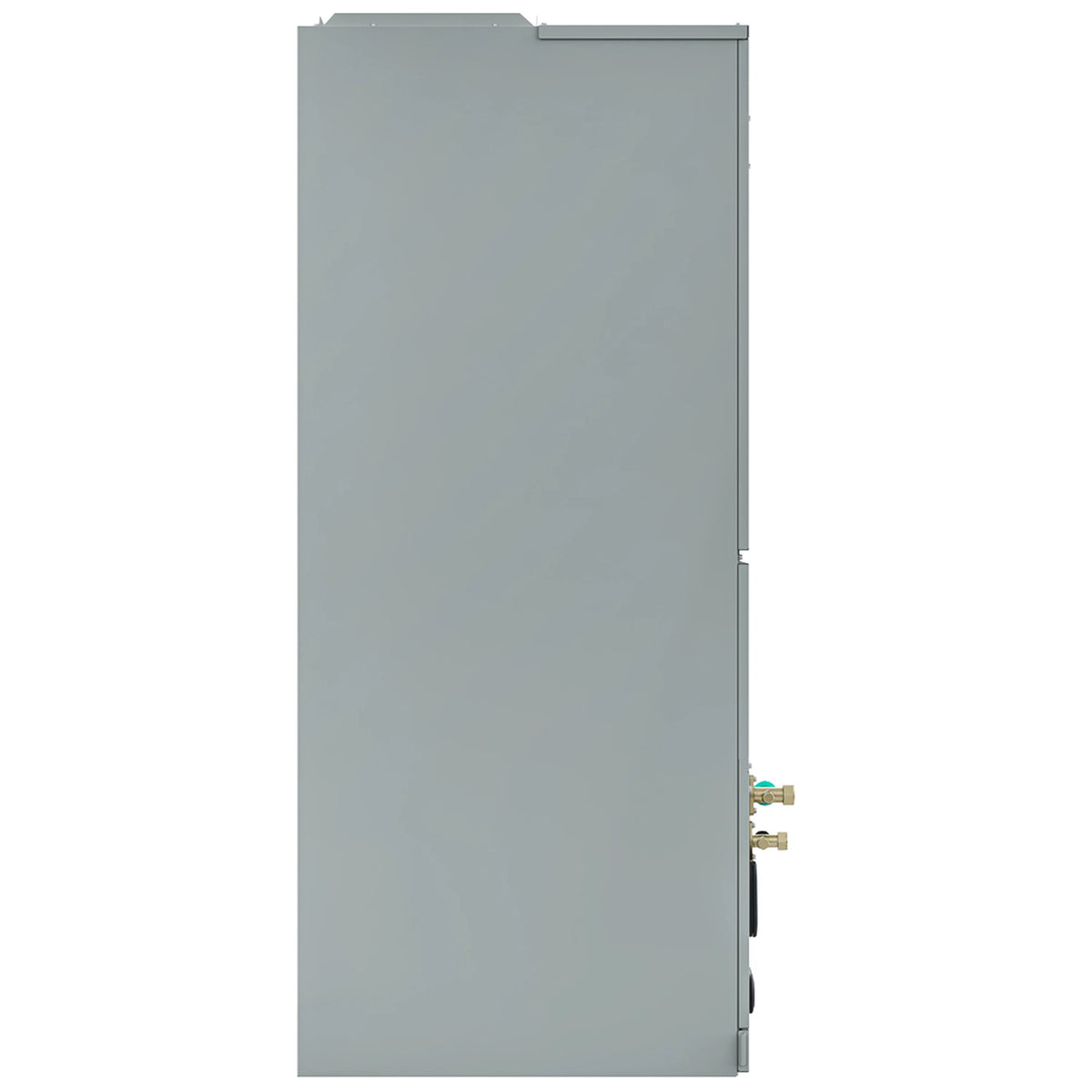 MRCOOL heat pump condenser with side access panel and refrigerant fittings