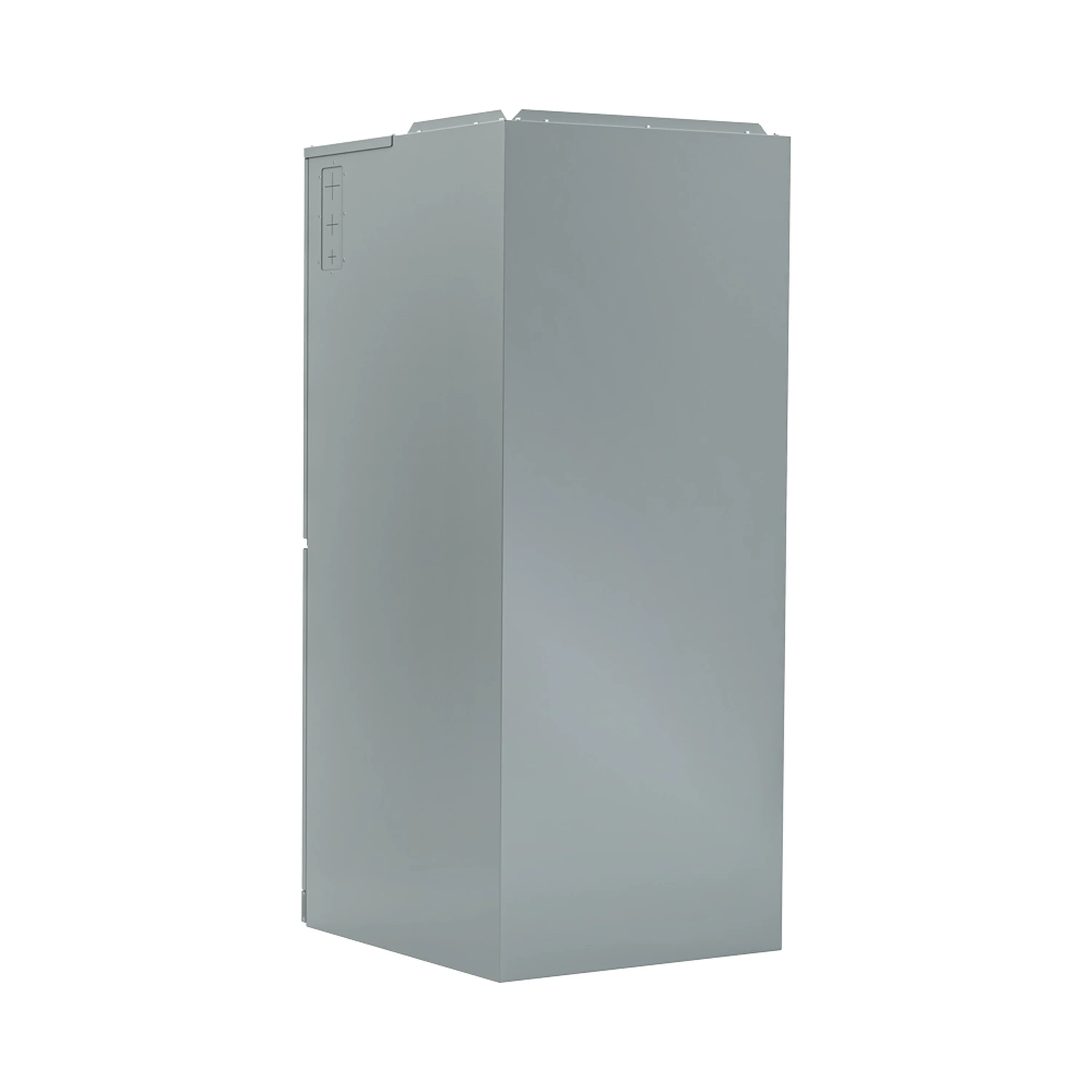 Gray air handler cabinet with flat side panels and top access