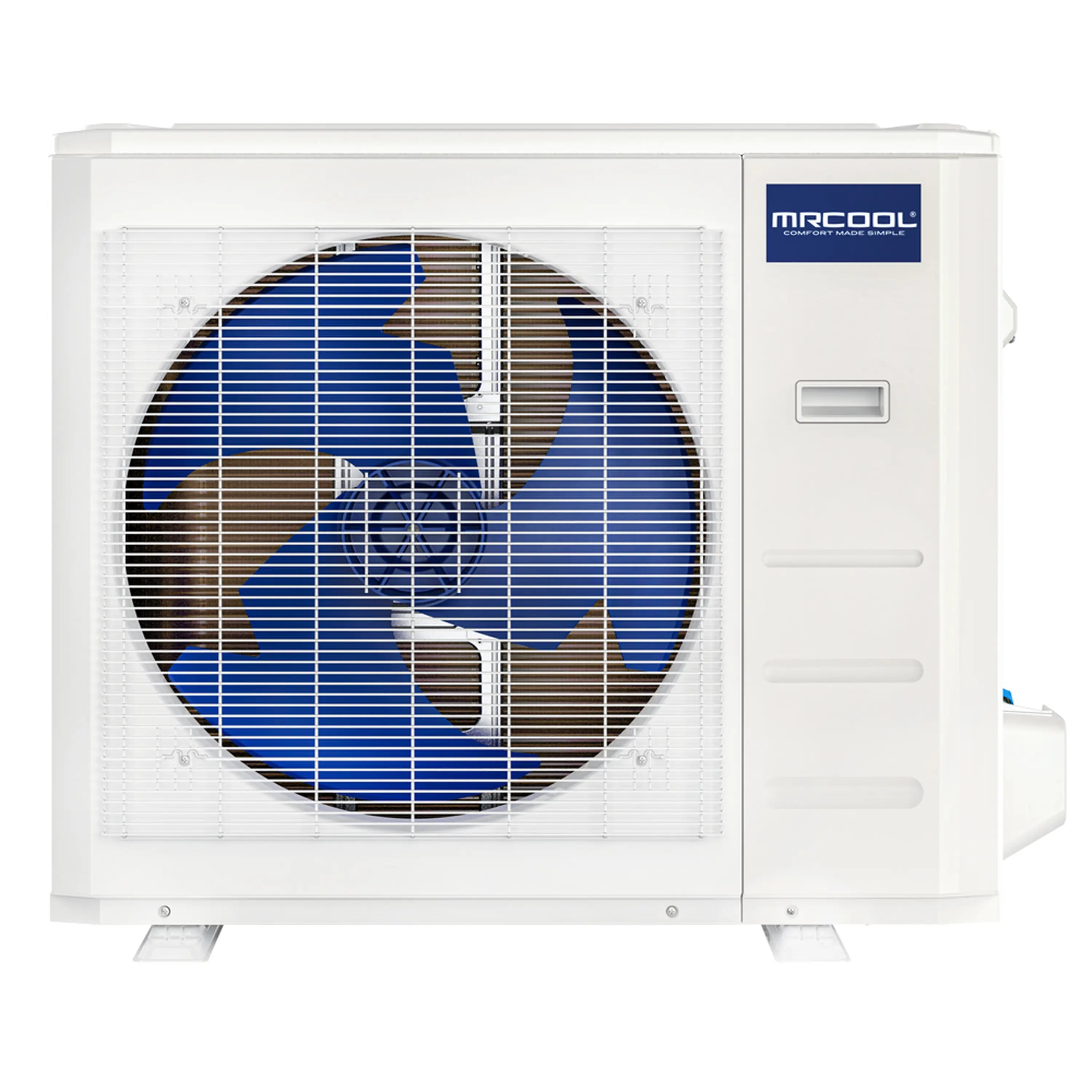 MRCOOL central ducted condenser unit with front fan grille and access panel