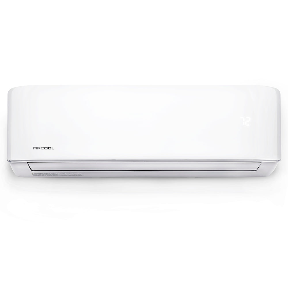 Wall-mounted mini split indoor unit, white front panel with air outlet louvers