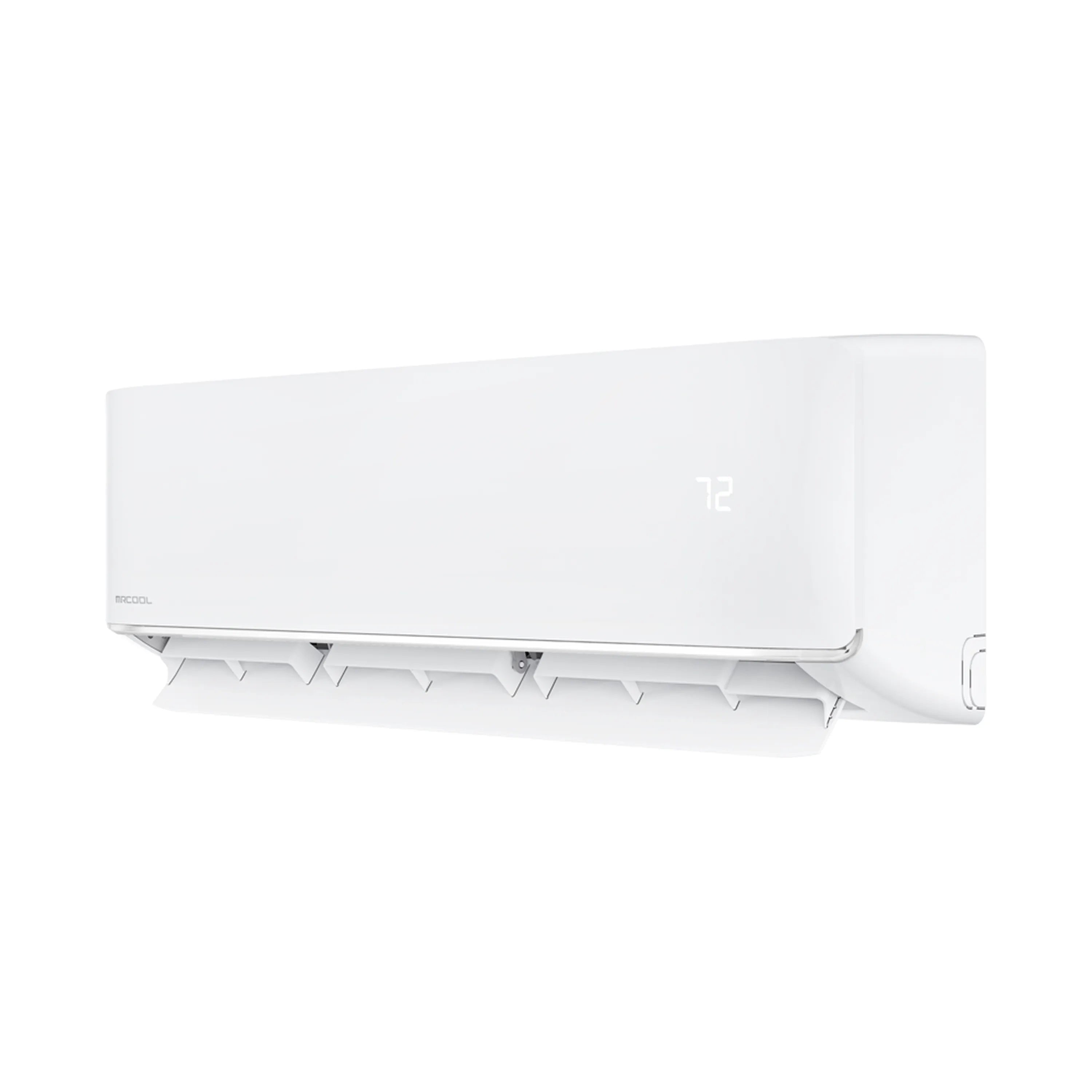 White wall-mounted mini split indoor air conditioner unit with side airflow vent panel