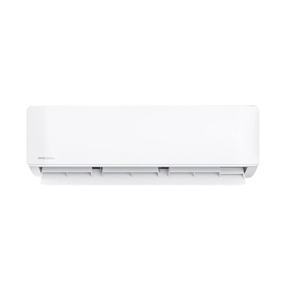 MRCOOL wall-mounted ductless air handler, white front with louvers and vent opening