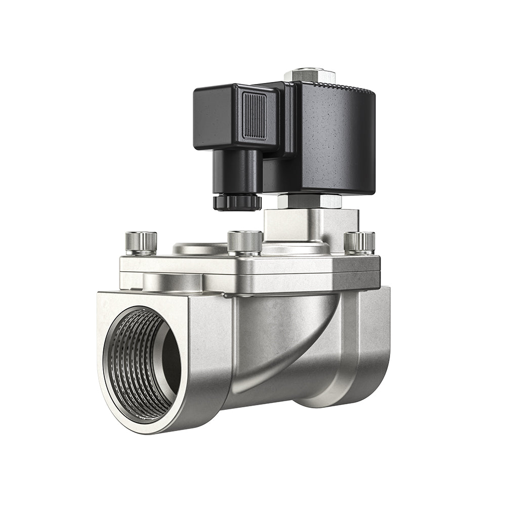 Metal open-loop installation kit valve assembly with black control modules and fittings