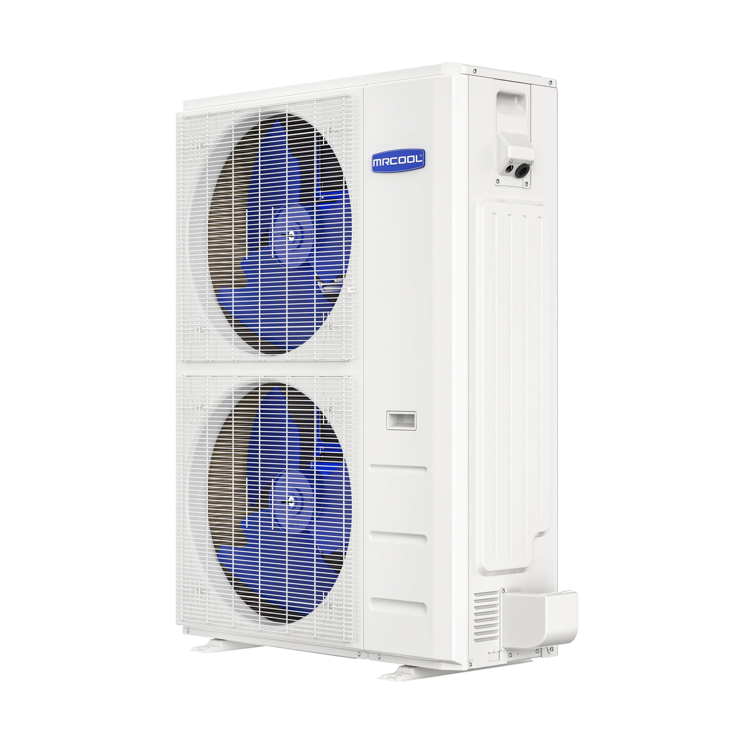 MRCOOL central ducted condenser unit with two fans and right-side service panels