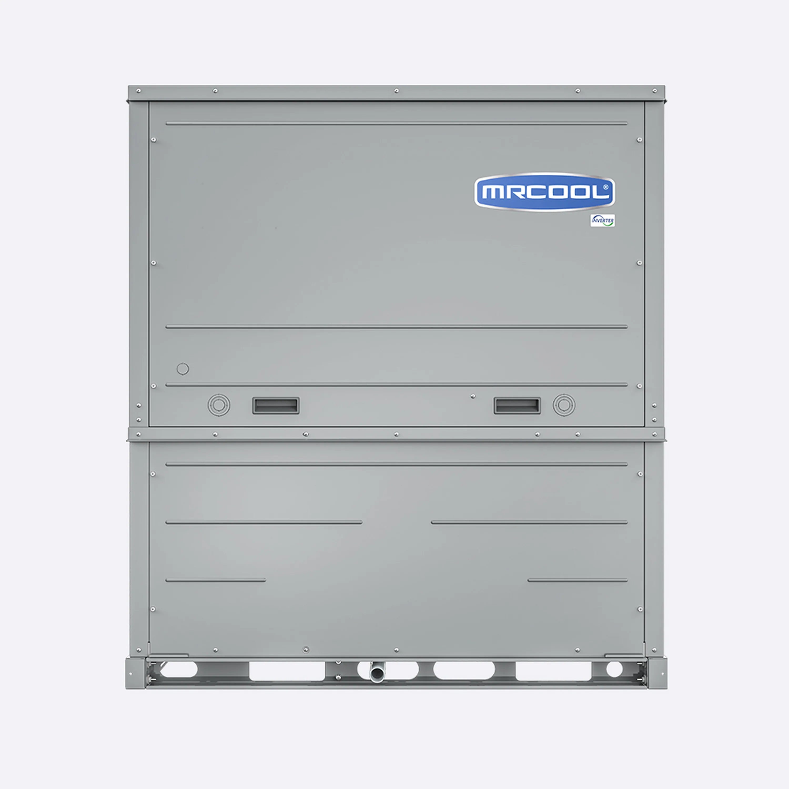 MRCOOL outdoor packaged heat pump condenser, rear panel with access ports