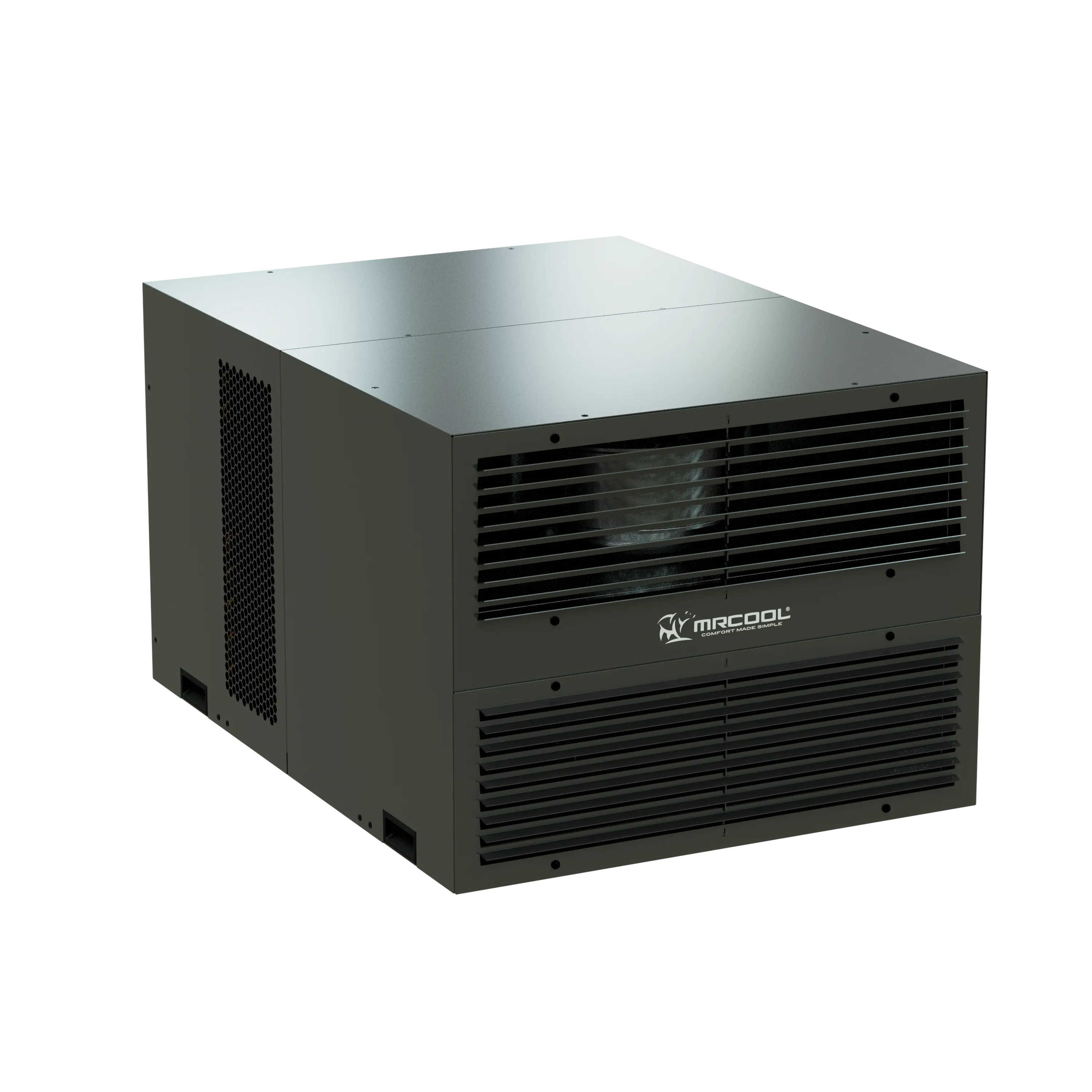 MRCOOL compact refrigeration system three-quarter view with vented front grilles