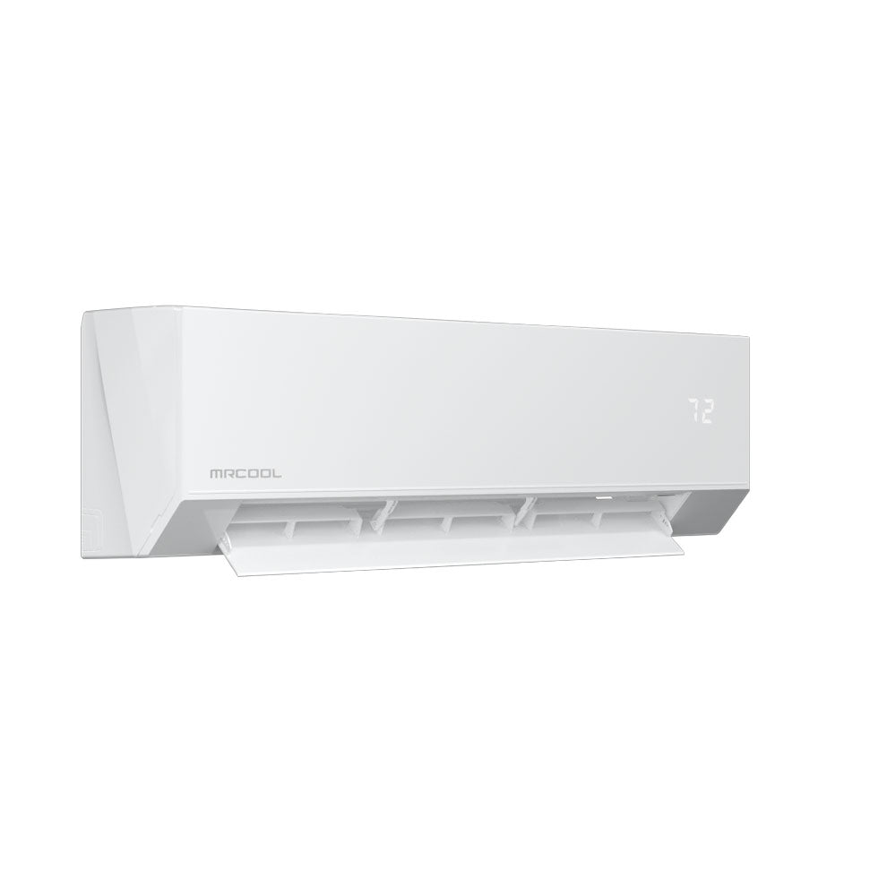 MRCOOL ductless mini split indoor unit, white, angled front with louver vents