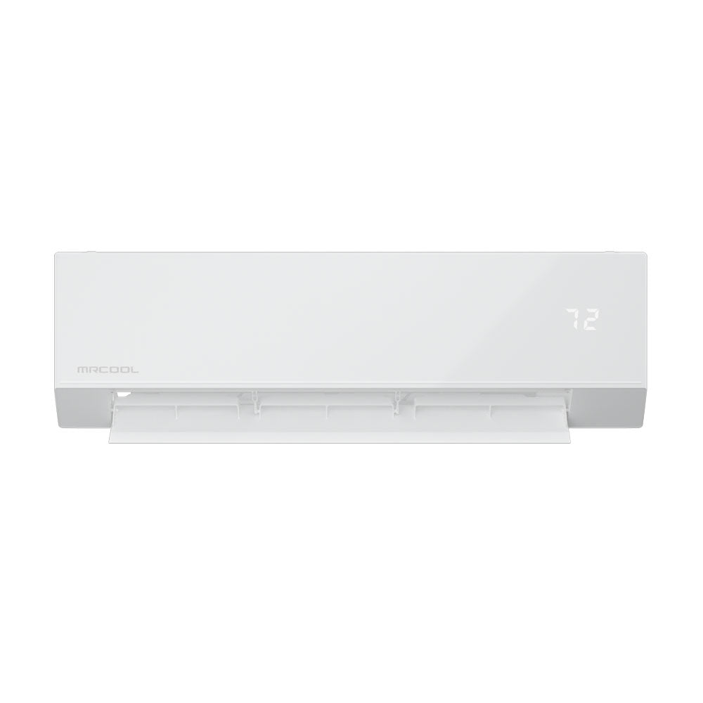 MRCOOL ductless mini split indoor unit, white, front view with air vents