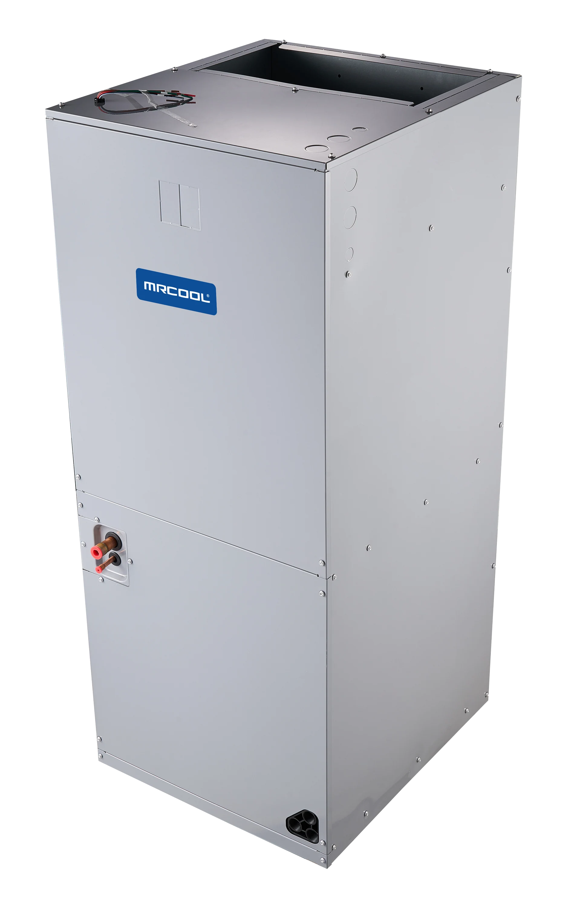 MRCOOL air handler cabinet with open top housing, front service panel and ports