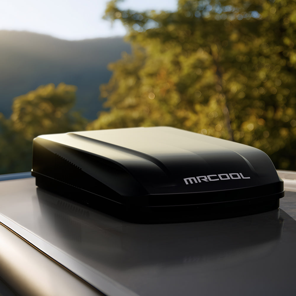 MRCOOL TravelCool black RV inverter heat pump installed lifestyle 4