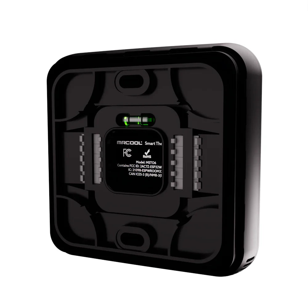 MRCOOL wall thermostat back plate with Smart TSTAT label and terminal area
