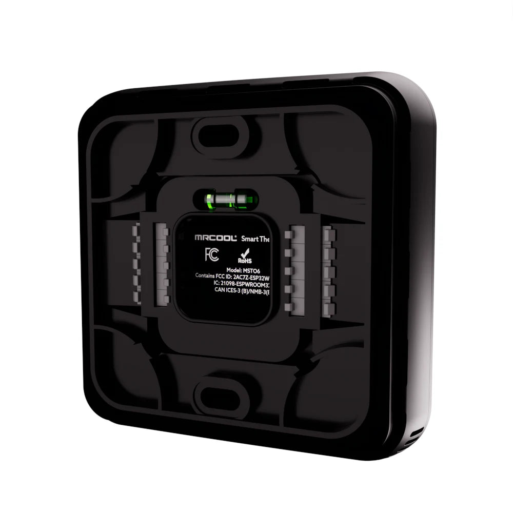 MRCOOL Smart thermostat control screen module, black with status icons and labels
