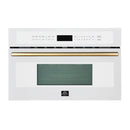 Forno 4-Piece Appliance Package - 36-Inch Galiano Dual Fuel Range, 60-Inch Refrigerator, Dishwasher, & 30-Inch Microwave Oven in White with Antique Brass Handle