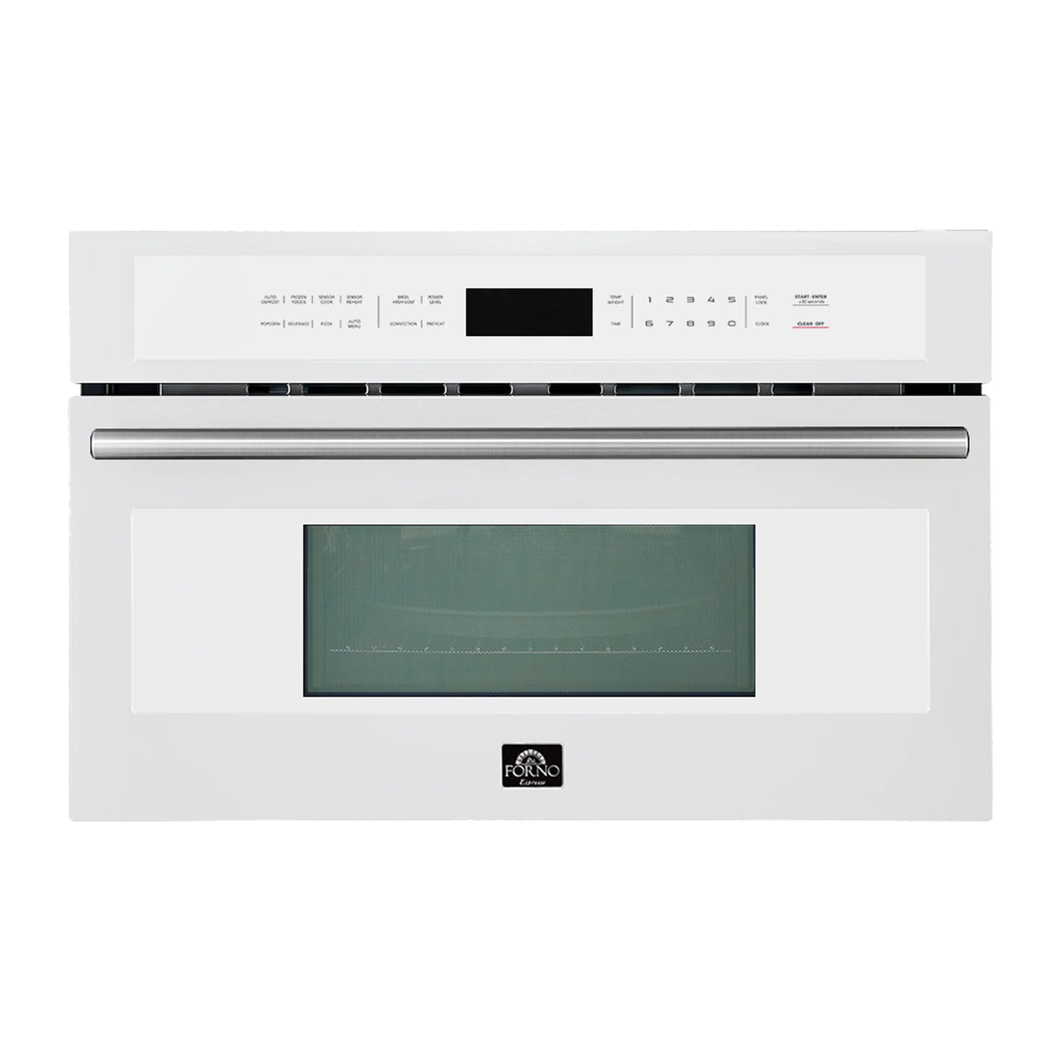 Forno 5-Piece Appliance Package - 30-Inch Induction Range, Under Cabinet Range Hood, Refrigerator with Water Dispenser, Dishwasher, and 30-Inch Microwave Oven in White with Stainless Steel Trim