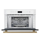 Forno 2-Piece Appliance Package - 30-Inch Asti French Door Electric Wall Oven & 30-Inch Microwave Oven in White with Antique Brass Handle
