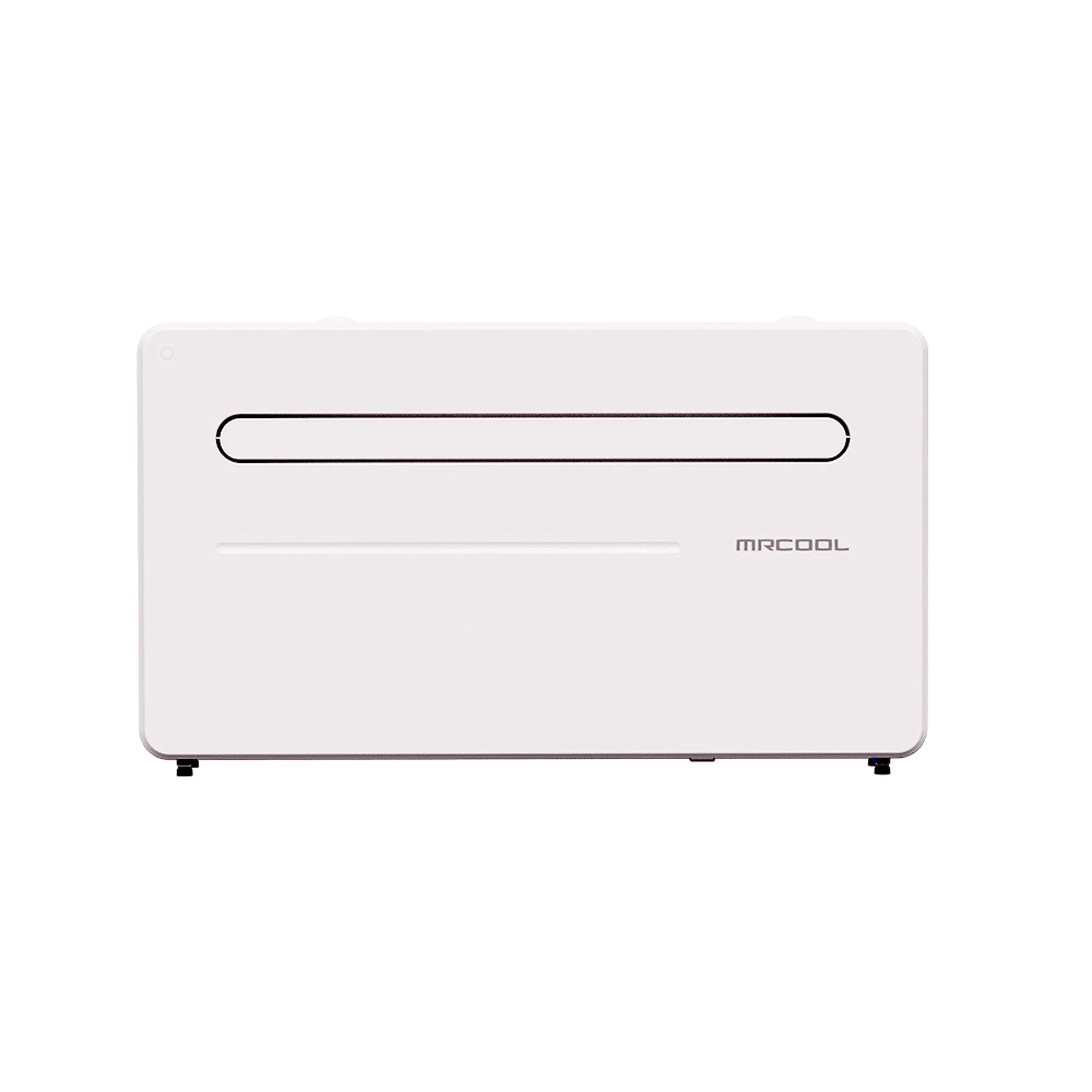 MRCOOL white monoblock air conditioner, front panel with vent opening and logo