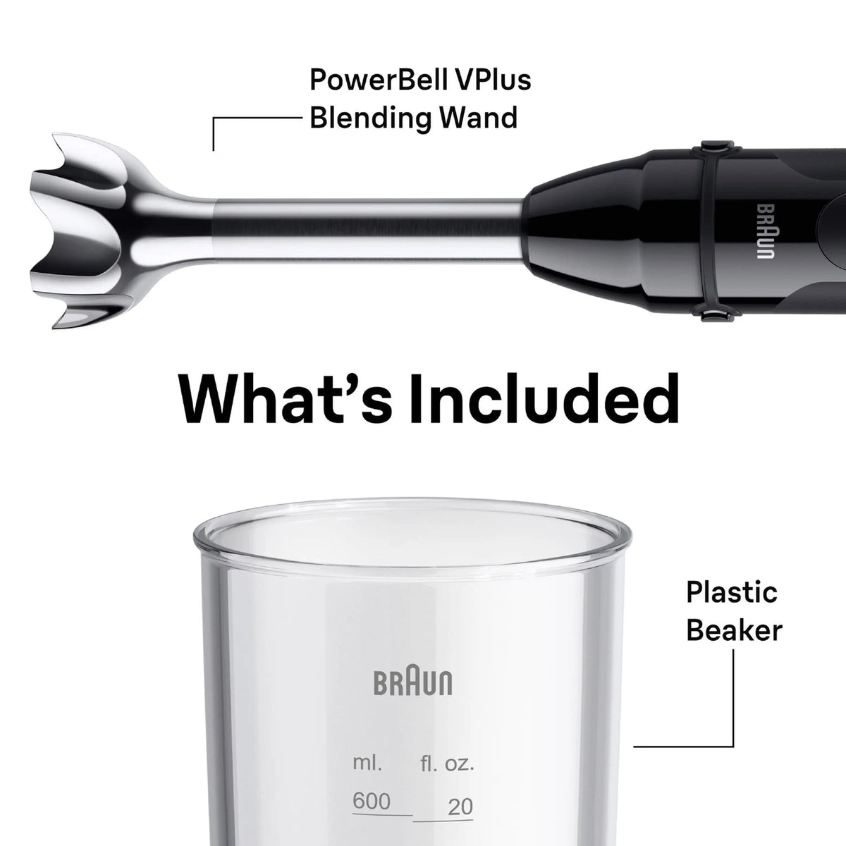 PowerBell VPlus blending wand attachment with black control handle and silver shaft