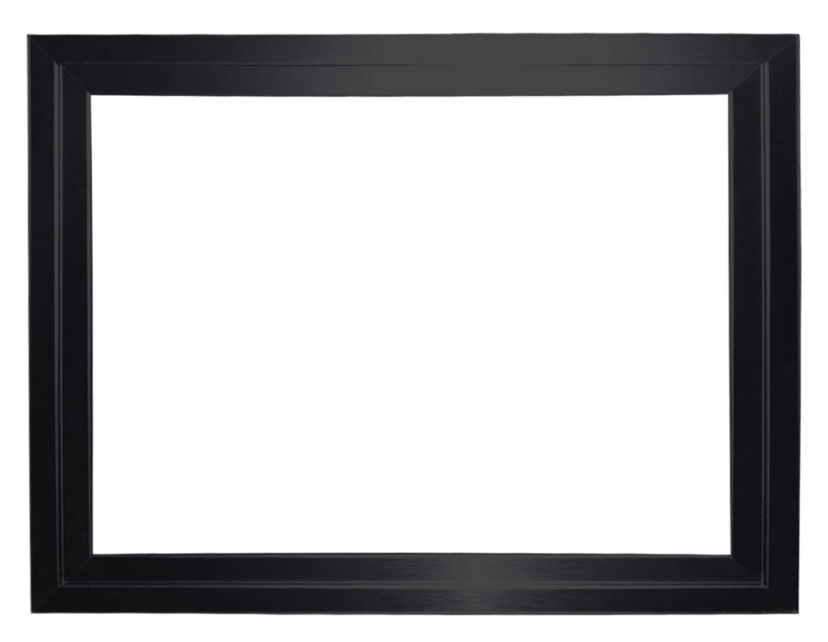 Black rectangular fireplace trim frame with inner border, four-piece kit