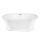Kingston Brass 66" Acrylic Oval Double Ended Pedestal Tub with Drain (No Faucet Drillings), Glossy White/Brushed Brass (VTDE663124C427)