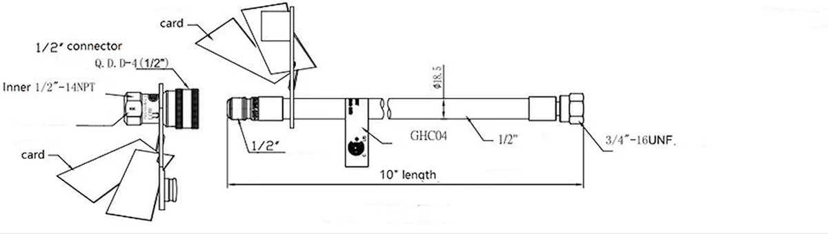 Natural gas conversion kit schematic with labeled connectors and 10 ft hose length
